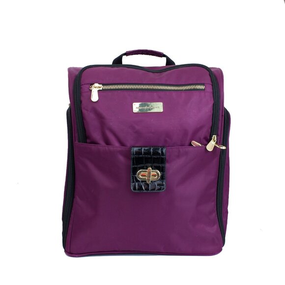 Samantha Brown Burgundy Travel Backpack Laptop Bag Organizer Croc Trim main image 5
